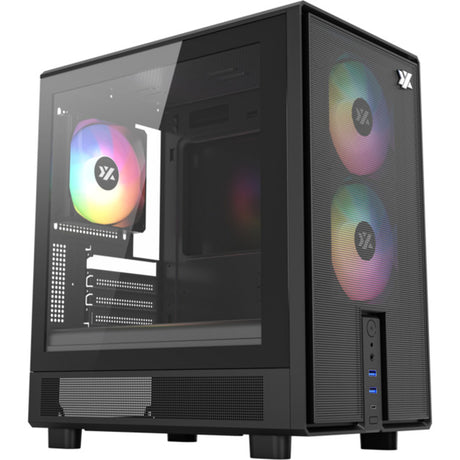 Carcasa de torre midi Xyz pc gear atom (negro | 2x USB-A | 1x USB-C | vidrio templado)