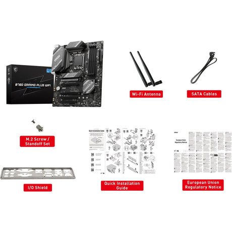 Placa base MSI B760 Gaming Plus Wi-Fi Socket 1700 (gris negro, RAID, 2.5GB LAN, Wi-Fi 6e, BT, Sonido, ATX)