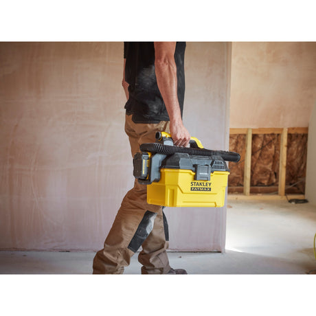 Aspirador de obra inalámbrico en seco y húmedo Stanley fatmax v20 18v 7,5l aspirador en seco y húmedo (amarillo negro, batería y cargador no incluidos)