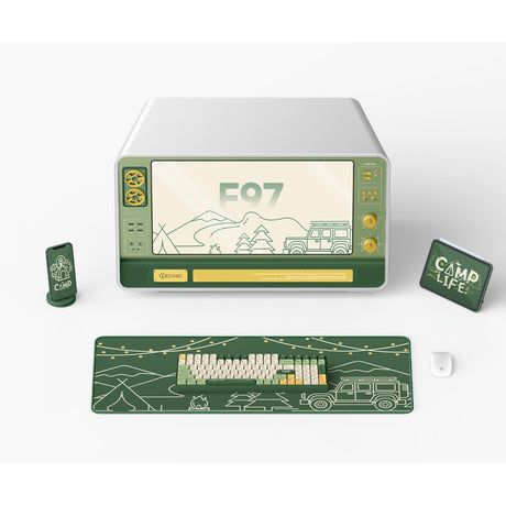 Teclado mecánico inalámbrico para acampar Iqunix f97 (verde, diseño estadounidense (qwerty), marrón cereza mx, 96%, leds rgb, intercambiable en caliente, pbt, 2,4 ghz | bluetooth 5.1 | usb-c)