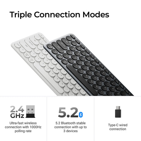 Teclado Keychron b5 pro-k8 (blanco, distribución estadounidense (QWERTY), interruptores de tijera, 100%, teclas ABS, USB Bluetooth de 2,4 GHz)