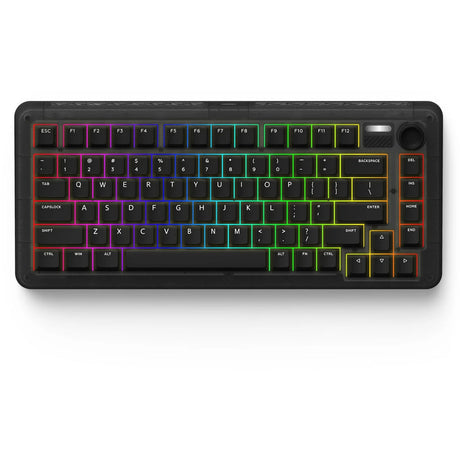 Teclado mecánico inalámbrico Iqunix zx75 dark side (negro, diseño estadounidense (qwerty), rojo gateron, 75%, leds rgb, intercambiable en caliente, pbt de doble disparo, 2,4 ghz | bluetooth 5.1 | usb-c)