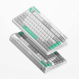 Teclado mecánico inalámbrico con agujero de gusano Iqunix OG80 (gris, diseño EE. UU. (QWERTY), Cherry MX Red, 80% (TKL), LED RGB, intercambiable en caliente, PBT, 2,4 GHz | Bluetooth 5.1 | USB-C)
