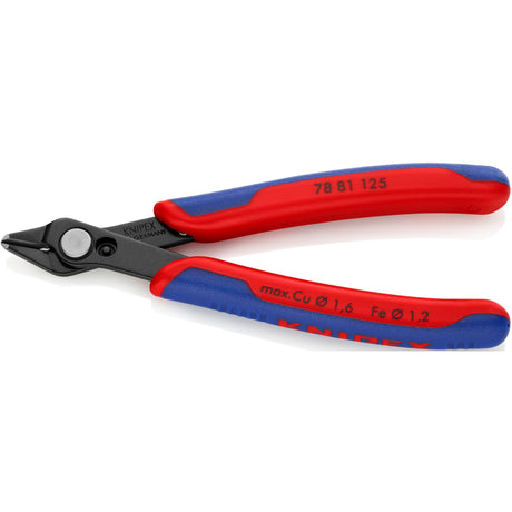 Knipex electronic super Knips 78 81 125 alicates para electrónica (rojo azul, conexión con remache de acero inoxidable, abrazadera para cables)
