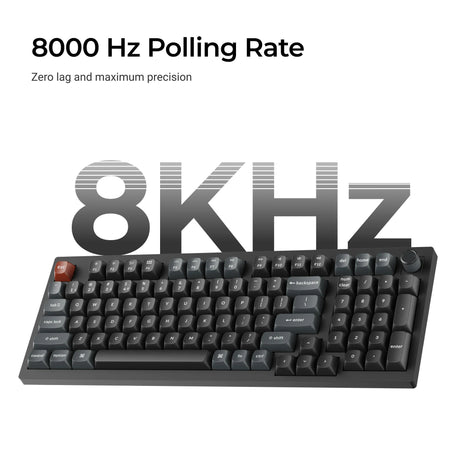 Teclado mecánico personalizado inalámbrico Keychron v5 ultra 8k (negro, diseño estadounidense (qwerty), marrón seda pom, 96 %, rgb, intercambio en caliente, 2,4 ghz | bluetooth 5.3 | usb-c)