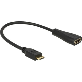 Delock Adaptador mini HDMI C > HDMI A (negro, 0,23 metros)