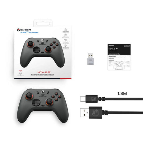 Gamesir Nova 2 Lite Mando de Juegos Inalámbrico Multiplataforma (Gris Oscuro, Switch, PC, Android e iOS, Bluetooth 2,4 GHz USB)