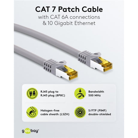 Cable de conexión Goobay cat 6a s ftp con cable cat 7 (gris, 20 m)