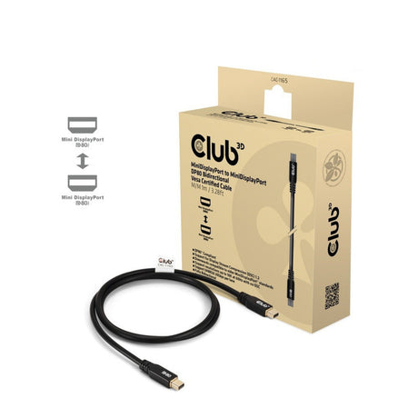 Club 3D Cable bidireccional Mini DisplayPort a Mini DisplayPort DP80 (Negro, 1 Metro, Certificado Vesa)