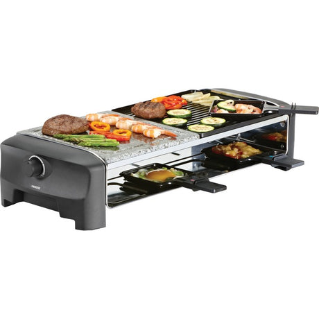 Juego gourmet de fiesta con parrilla de 8 piedras Princess raclette (gris negro)