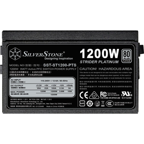 Silverstone sst-st1200-pts fuente de alimentación modular de 1200 vatios (negro, 8x pcie)
