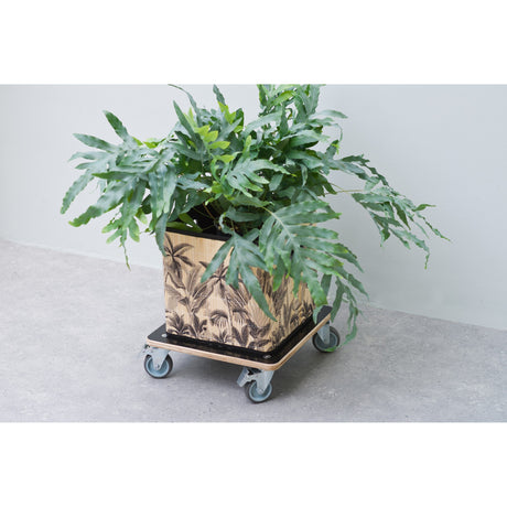 Carro con ruedas cuadrado para plantas Nature (negro)