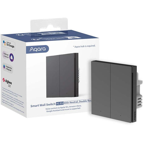Interruptor de pared inteligente Aqara h1 interruptor doble (antracita, zigbee 3.0, se requiere cable neutro)