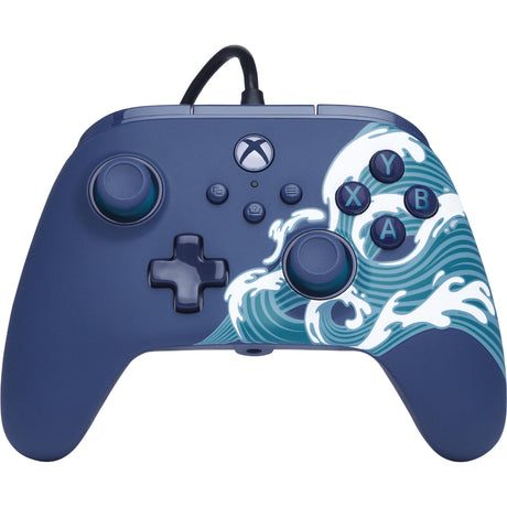 Controlador powera Advantage con cable para xbox series x|s - water wave (azul celeste, xbox series x|s, xbox one, PC)
