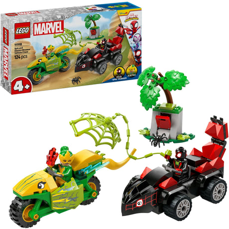 Lego spidey 11198 araña y electro persecución con vehículos de dinosaurios