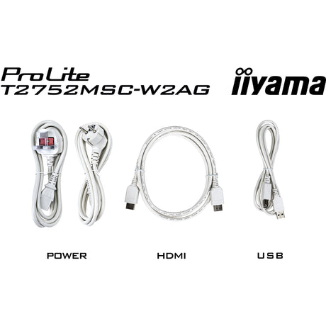Monitor de pantalla táctil Iiyama prolite t2752msc-w1ag 27 (blanco (mate), 100 Hz, HDMI, display port, USB 3.2 gen 1, audio, pantalla táctil)