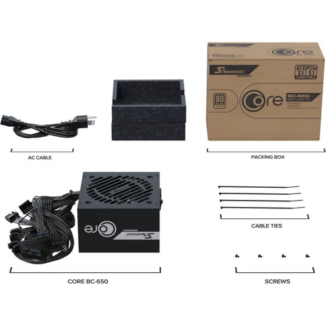Fuente de alimentación Seasonic core bc-650 atx 3,1 650 vatios (negro, 2x pcie)