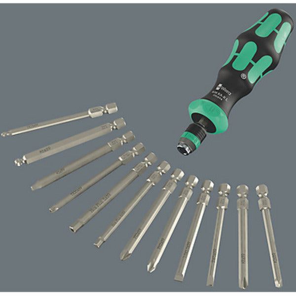 Wera 838 ra-r l portapuntas con función de trinquete, destornillador 1 4 (negro verde)
