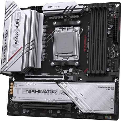 Maxsun MS-Terminator B850M Pro WiFi Socket AM5 placa base (negro, RAID, 2,5 GB-LAN, WLAN, BT, Sonido, µATX)