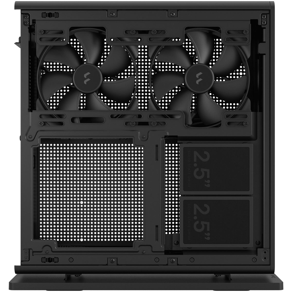 Carcasa minitorre negra con diseño fractal (negro | 2x USB-A | 1x USB-C)