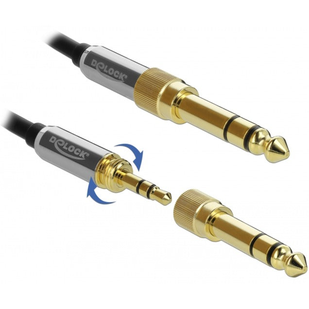 Delock Conector estéreo de 3,5 mm y 3 pines macho > cable de extensión hembra (negro, 2 metros)