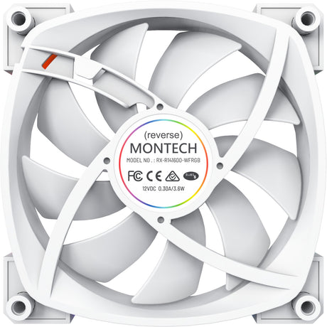 Montech rx140 pwm rgb ventilador de caja (blanco, 140 x 25 x 140 mm, argb de 3 pines)