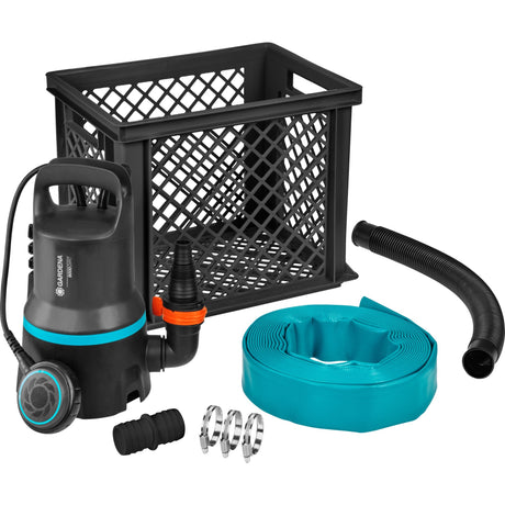 Bomba de agua sucia Gardena 9000, juego de bombas sumergibles y de presión (negro turquesa, 9041-20)
