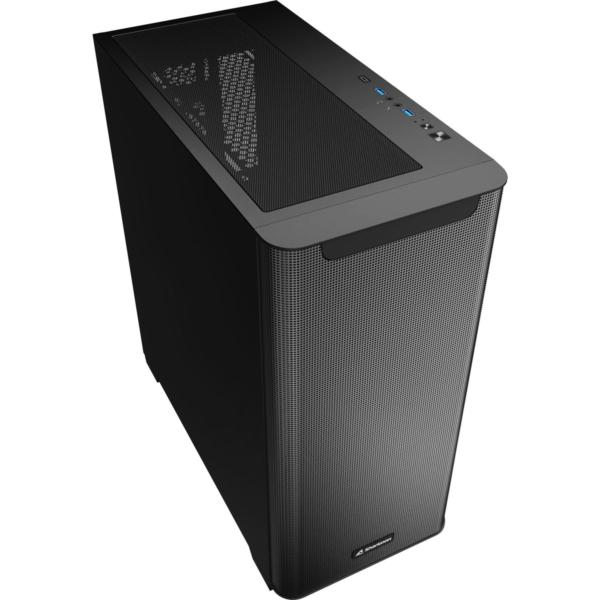 Carcasa midi tower negra Sharkoon m30 (negro | 2x USB-A | 1x USB-C)