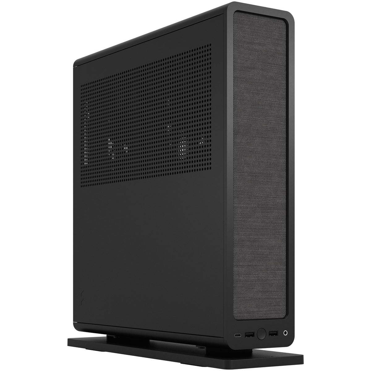 Carcasa minitorre negra con diseño fractal (negro | 2x USB-A | 1x USB-C)