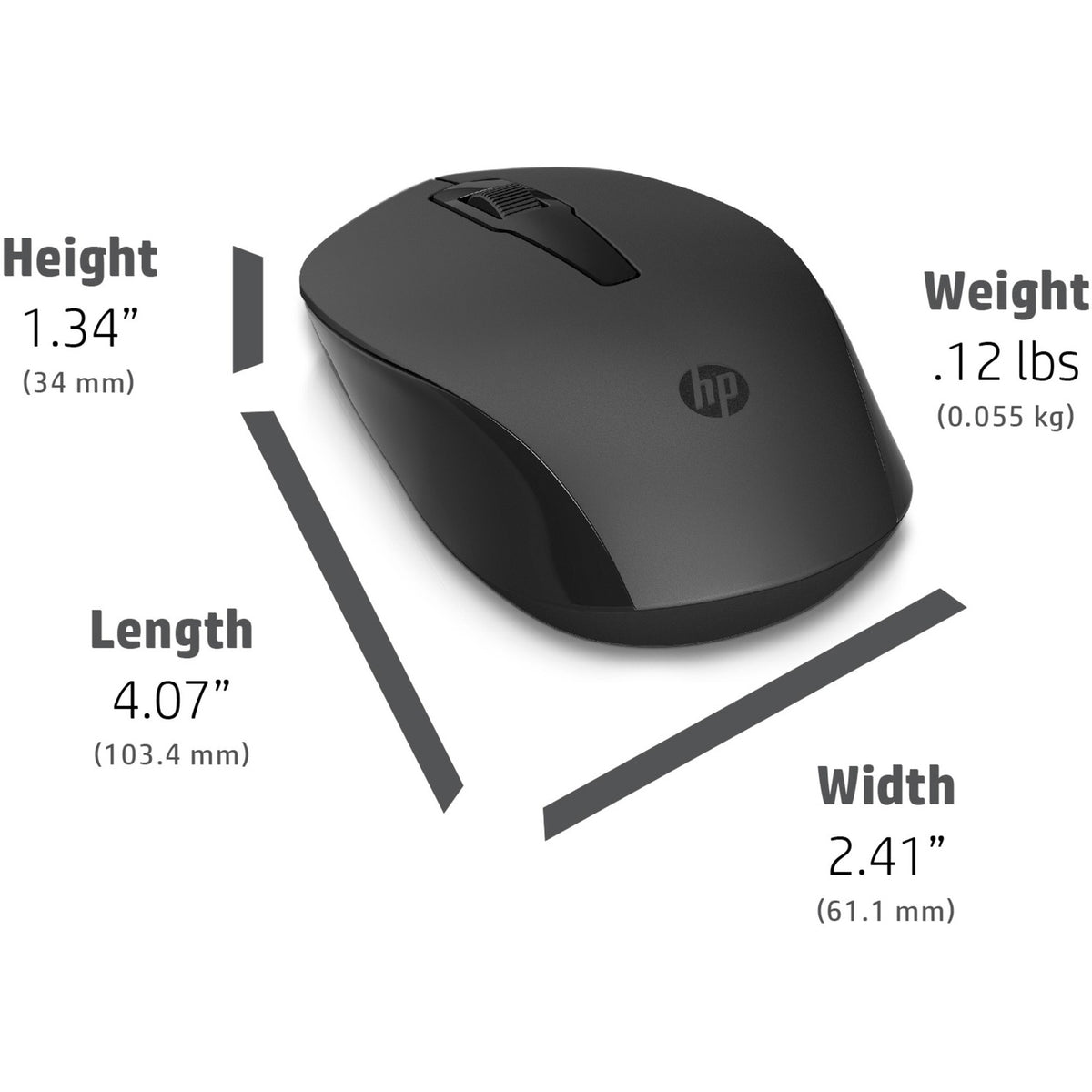 Ratón inalámbrico hp 150 (gris oscuro negro, 1600 ppp)