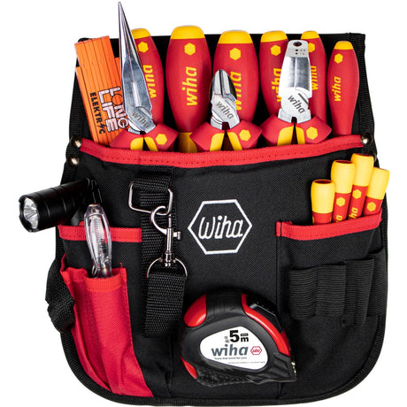 Juego de herramientas para electricista Wiha (rojo amarillo, surtido, 18 piezas incl. riñonera)