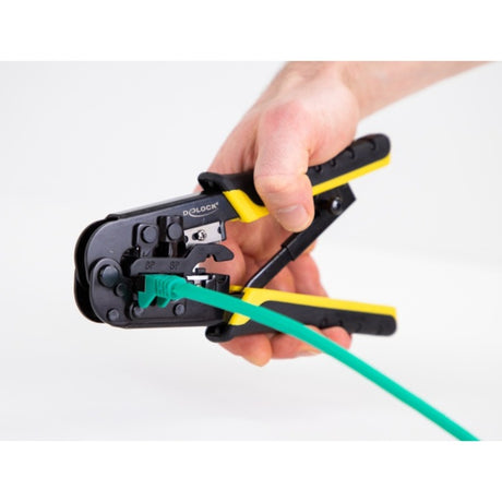 Delock Herramienta de engarzado universal con alicates pelacables 90505 (negro)