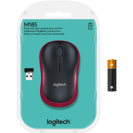Ratón inalámbrico Logitech m185 (rojo, minorista)
