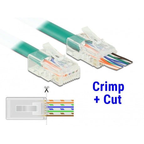 Delock conector utp cat.5e engarzado+corte rj45 (transparente, 20 piezas)
