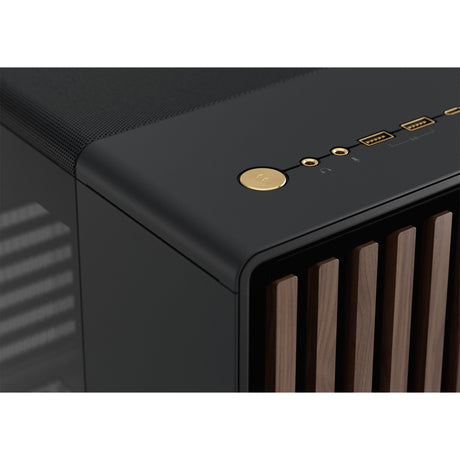 Carcasa de torre midi norte con diseño fractal (color madera negra | 2x USB-A | 1x USB-C | vidrio templado)
