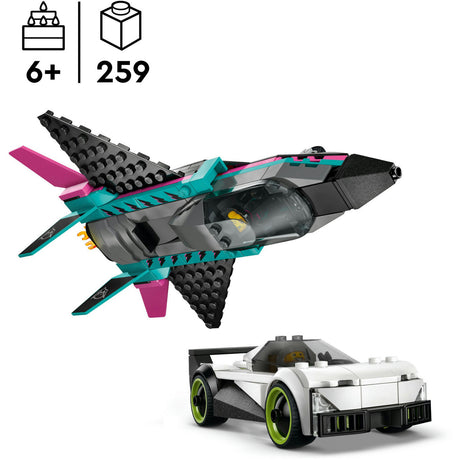 Lego city grandes vehículos 60489 avión a reacción versus auto deportivo
