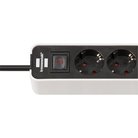 Brennerstuhl regleta ecolor de 4 vías con 2 puertos de carga USB (regleta múltiple USB-C con interruptor y cable de 1,5 m)