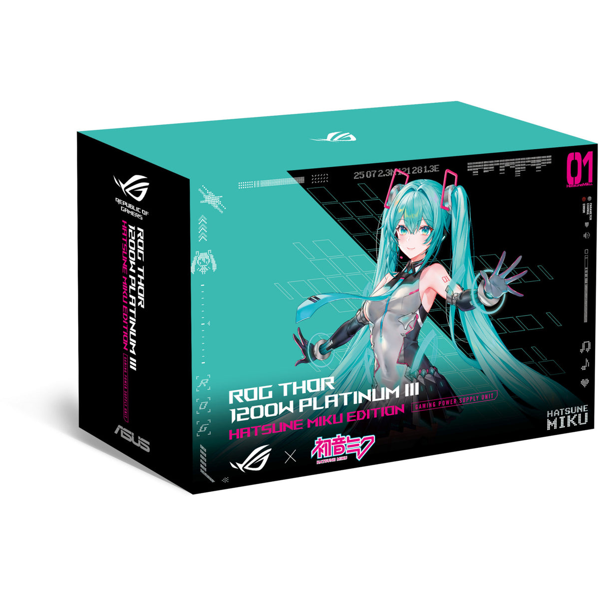 Asus rog thor platinum iii hatsune miku edition fuente de alimentación modular de 1200 vatios (negro, 1x 12v-2x6, 4x pcie)