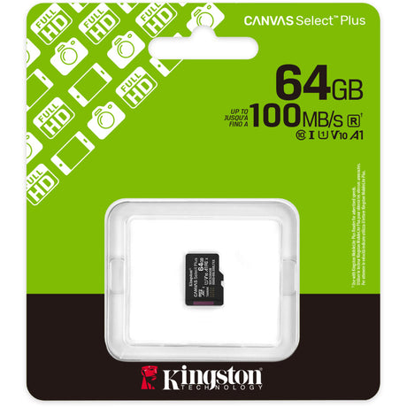 Kingston Canvas Select Plus Tarjeta de memoria MicroSDXC de 64 GB (negra, UHS-I U1, Clase 10, V10)