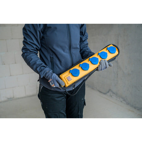 Brennerstuhl super-solid SL 554 el bloque de enchufe de mesa IP54 de 5 vías amarillo azul 2m H07RN-F3G1.5 con interruptor