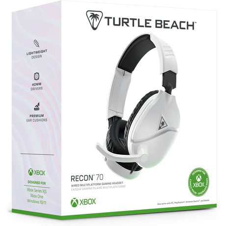 Turtle beach ear force recon 70x blanco (2024) auriculares supraaurales para juegos (blanco, xbox series x|s, xbox one, ps4, ps5, switch, pc, móvil)