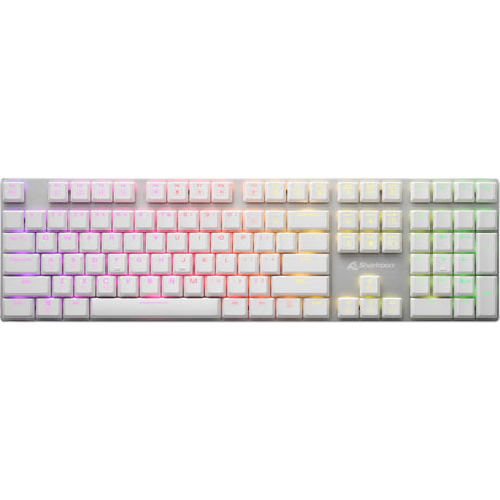Teclado mecánico para juegos Sharkoon purewriter rgb (blanco, diseño estadounidense (qwerty), azul de perfil bajo kailh choc, 100%, leds rgb)