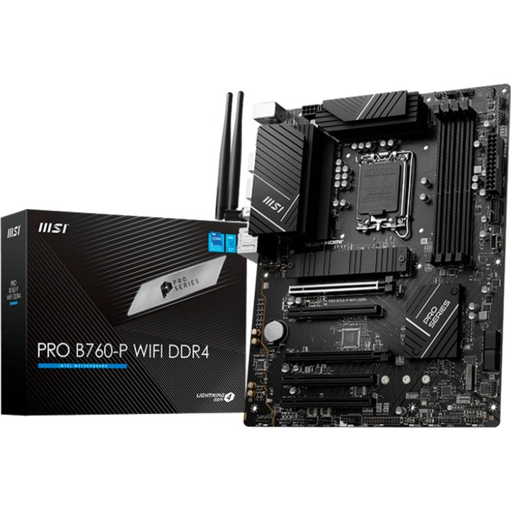 Placa base MSI Pro B760-P WiFi DDR4 Socket 1700 (RAID, 2,5 GB-LAN, WiFi, BT, Sonido, ATX)