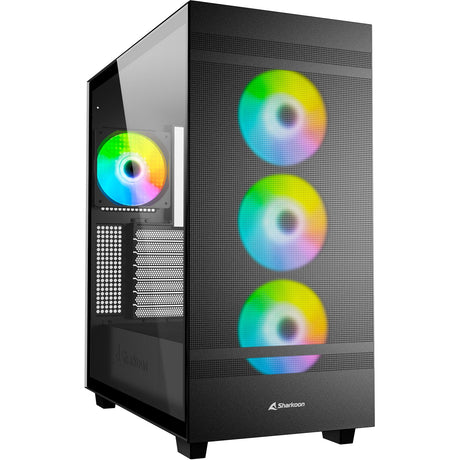Sharkoon rebel c50 carcasa midi torre rgb negra (negro | 2x usb-a | 1x usb-c | rgb | vidrio templado)
