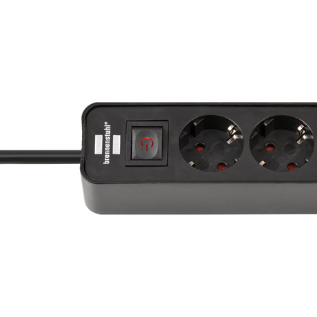 Brennerstuhl ecolor regleta de 4 vías con 2 conexiones de carga USB, regleta (negro, 2x USB-C)