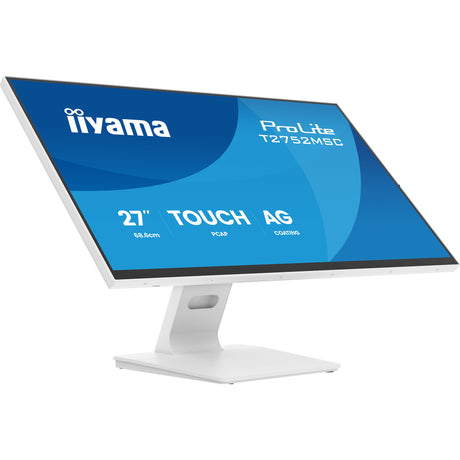 Monitor de pantalla táctil Iiyama prolite t2752msc-w1ag 27 (blanco (mate), 100 Hz, HDMI, display port, USB 3.2 gen 1, audio, pantalla táctil)