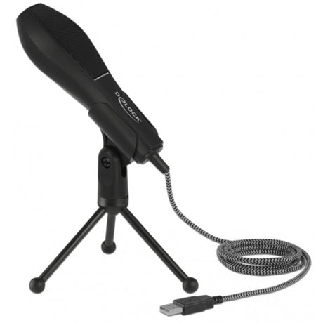 Delock Micrófono de condensador USB (negro, con soporte de mesa)