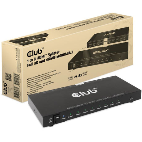 Club 3d 1 a 8 divisor hdmi full 3d y 4k60hz (600mhz) (negro)