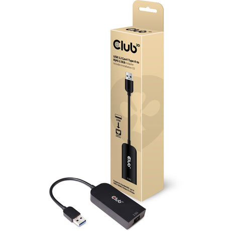 Club 3D USB-A 3.2 Gen1 > Adaptador RJ-45 2.5Gbps (negro, 0,16 metros)