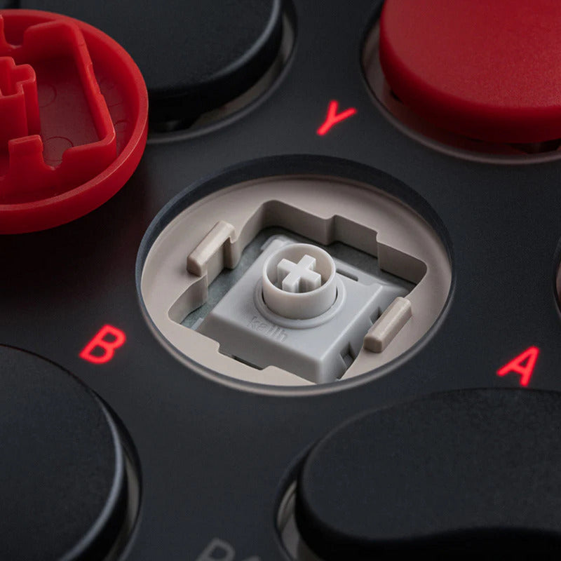 Mando arcade 8bitdo (gris rojo, usb bluetooth 2,4 ghz, nintendo switch 1+2, pc)
